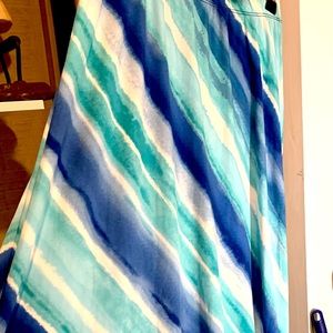 Susan Graver (XS) Skirt Maxi Boho Blue Aqua Beach Coastal Full Travel Size XS